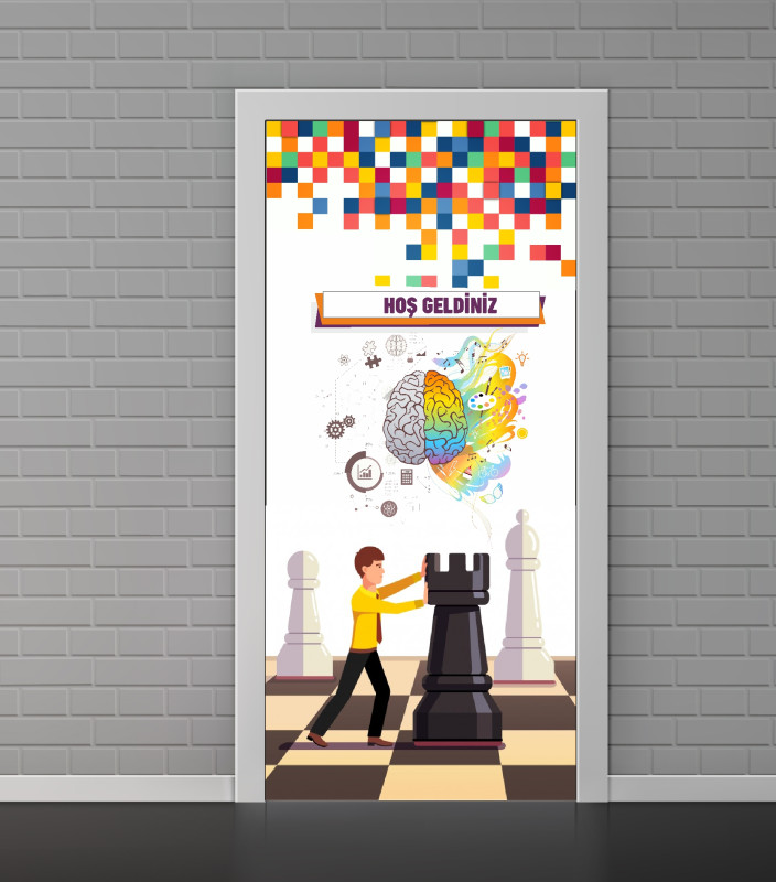 Akıl Oyunları Zeka Satranç Ilkokul Ortaokul Anasınıf Lise Kapı Giydirme Sticker Folyo