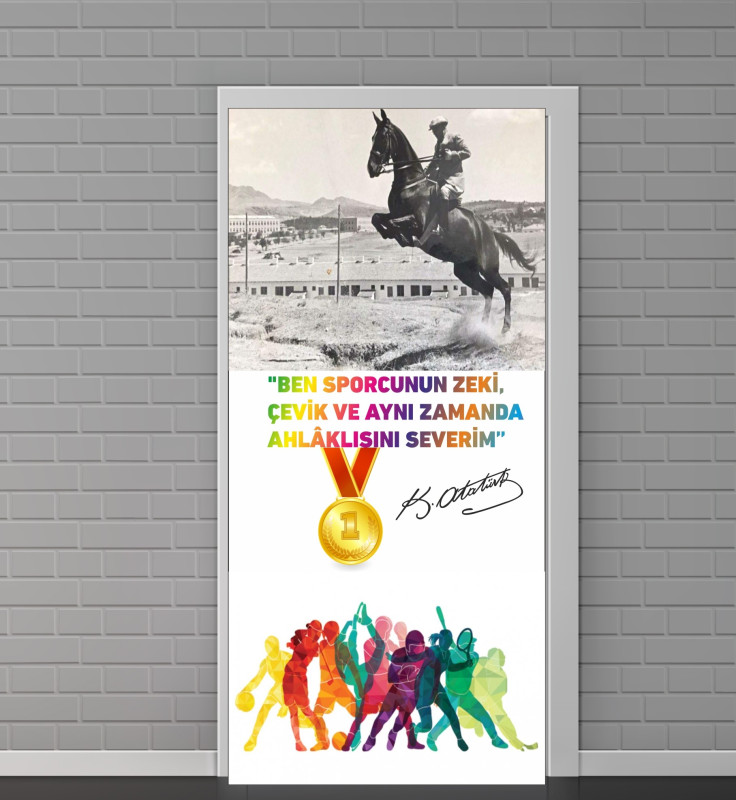 Spor Odası  Ilkokul Ortaokul Anasınıf Lise Kapı Giydirme Sticker Folyo